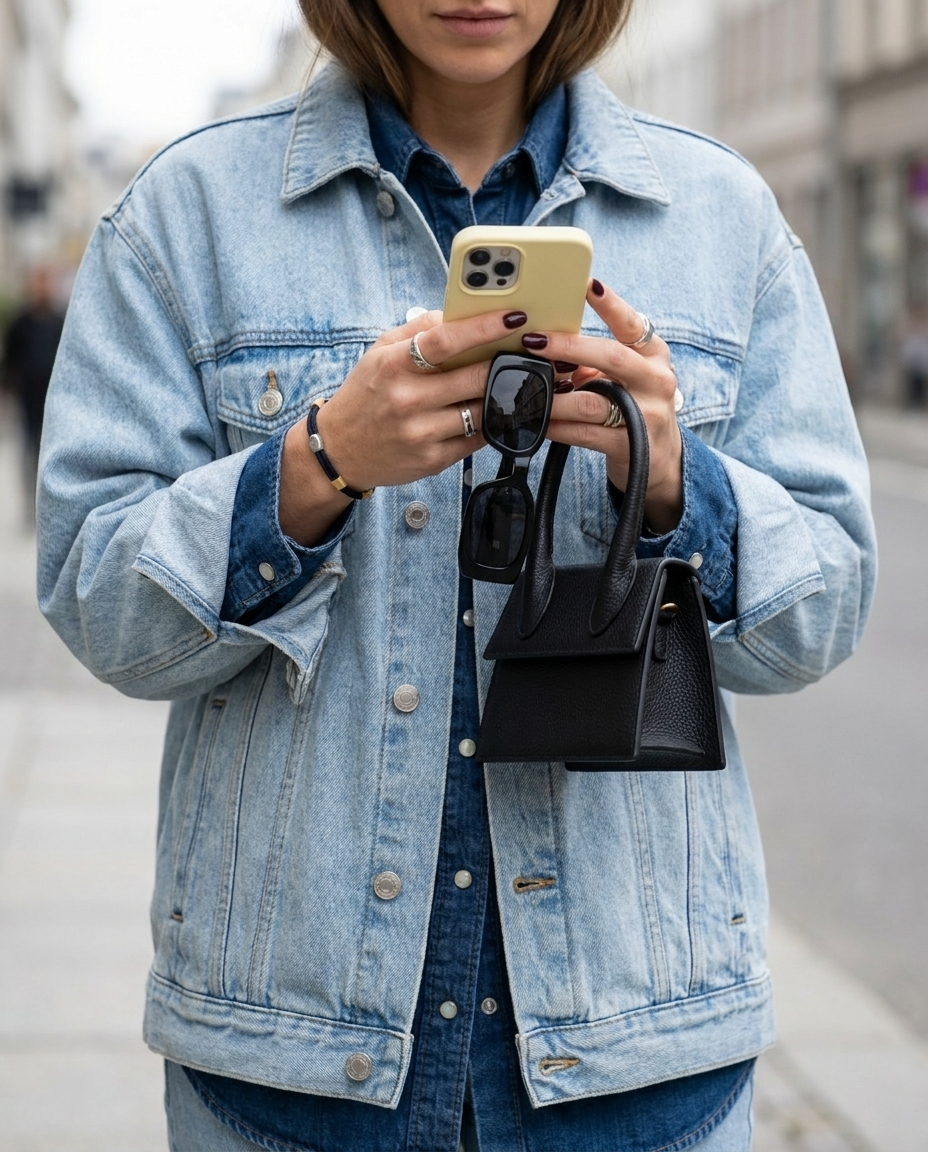 Lükii CLASSIC Midnight band front-on street style with sunglasses and phone