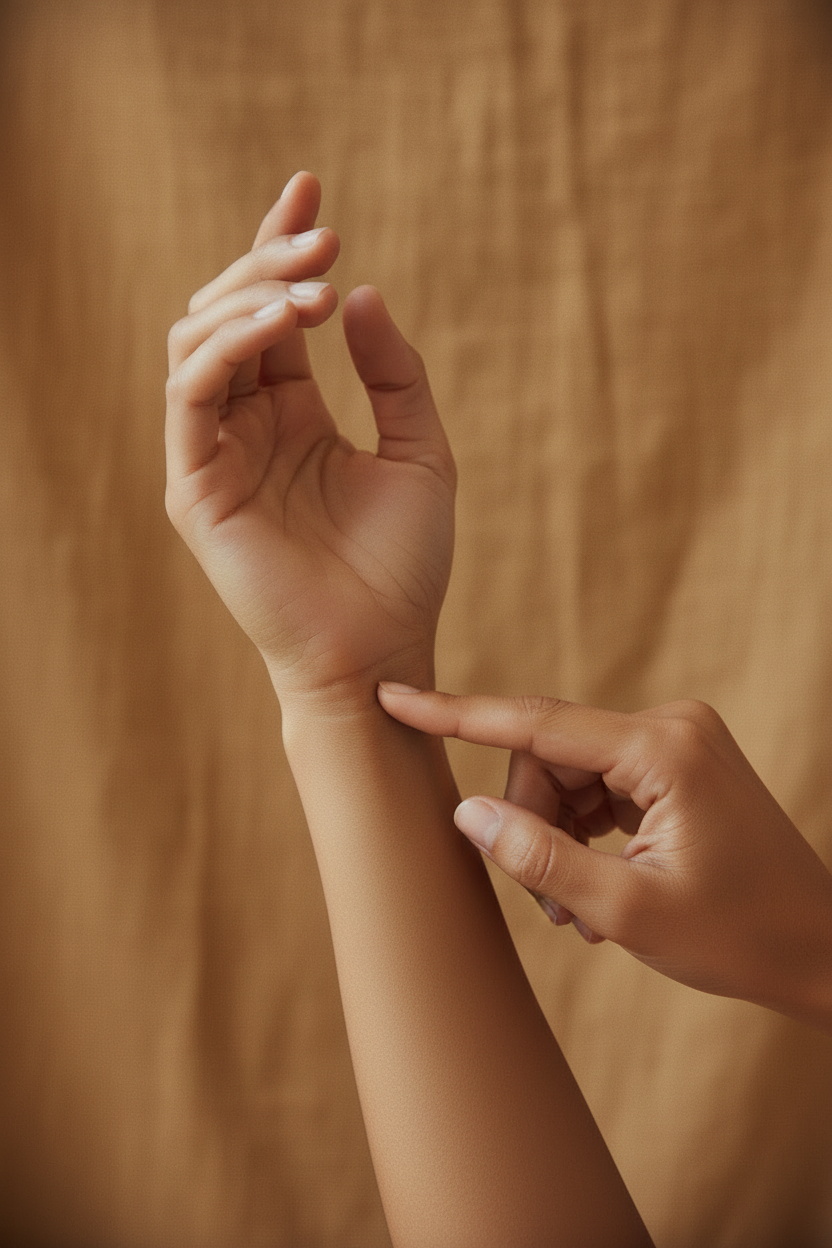 Vertical inner wrist linen background